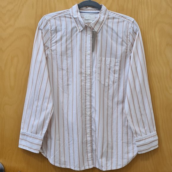 J. Crew NWT Camel Stripe Classic-fit Shirt size 8 - Picture 6 of 9